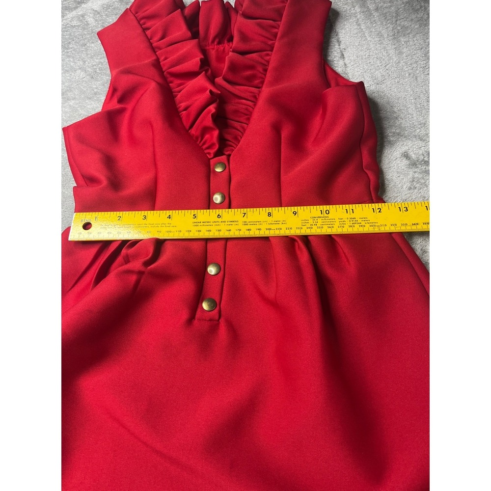 Camilyn Beth Red Ruffle Neck Party Dress Sleeveless Fit & Flare Size 0 - Picture 5 of 8